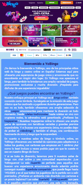 Interfaz de yobingo app